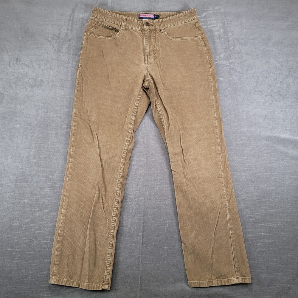 Vineyard Vines Mens Actual Sz 30x29 Tan Corduroy Pants Straight Leg Cotton Blend